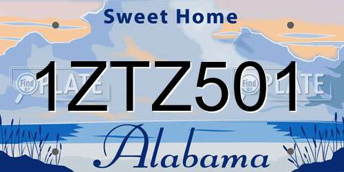 1ZTZ501 Alabama License Plate