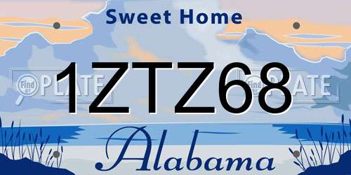 1ZTZ68 Alabama License Plate