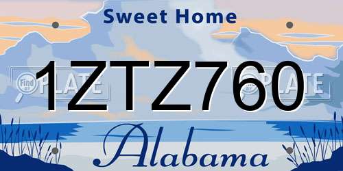 1ZTZ760 Alabama License Plate
