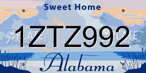 1ZTZ992 Alabama License Plate
