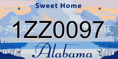 1ZZ0097 Alabama License Plate
