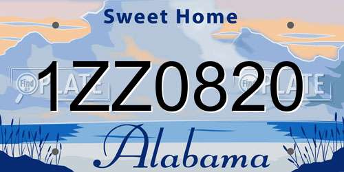 1ZZ0820 Alabama License Plate
