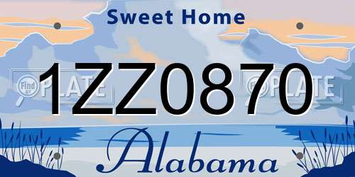 1ZZ0870 Alabama License Plate