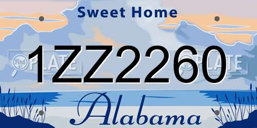 1ZZ2260 Alabama License Plate