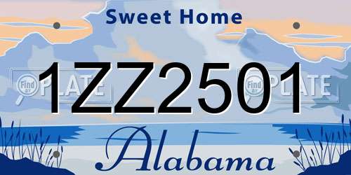1ZZ2501 Alabama License Plate