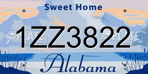 1ZZ3822 Alabama License Plate