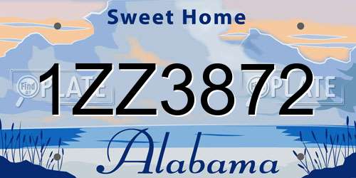 1ZZ3872 Alabama License Plate