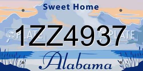 1ZZ4937 Alabama License Plate