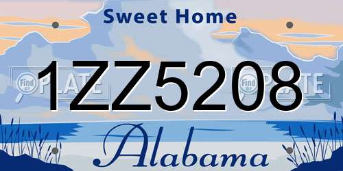 1ZZ5208 Alabama License Plate