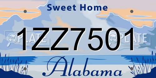 1ZZ7501 Alabama License Plate