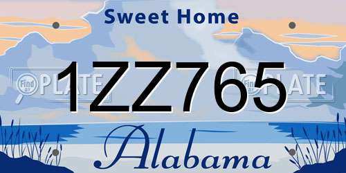 1ZZ765 Alabama License Plate