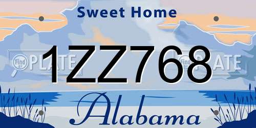 1ZZ768 Alabama License Plate