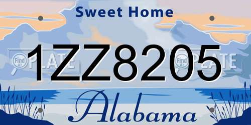 1ZZ8205 Alabama License Plate