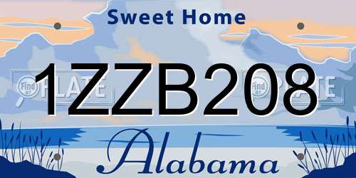 1ZZB208 Alabama License Plate