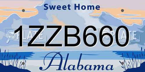 1ZZB660 Alabama License Plate