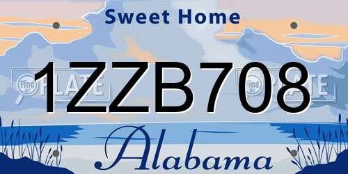 1ZZB708 Alabama License Plate