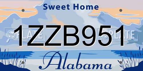 1ZZB951 Alabama License Plate