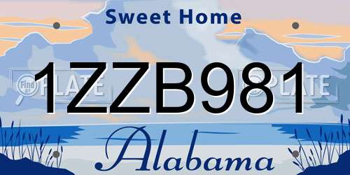 1ZZB981 Alabama License Plate