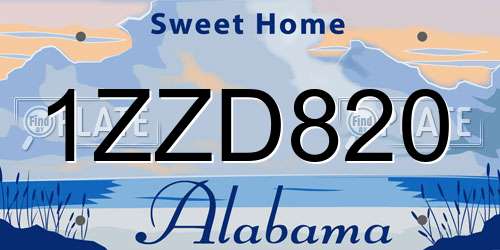 1ZZD820 Alabama License Plate