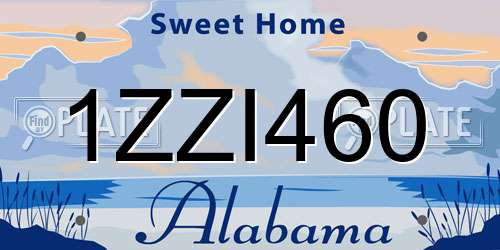 1ZZI460 Alabama License Plate