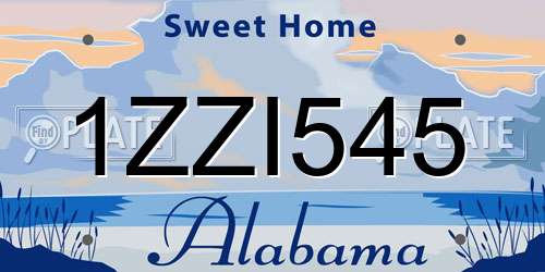 1ZZI545 Alabama License Plate