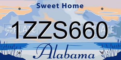 1ZZS660 Alabama License Plate