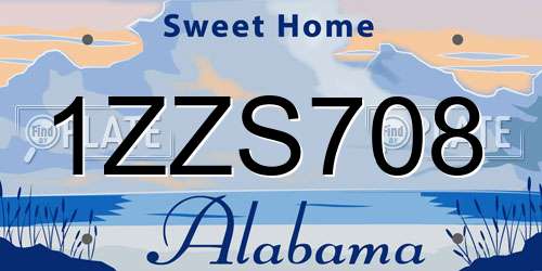 1ZZS708 Alabama License Plate