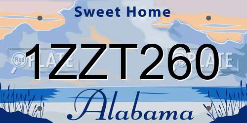 1ZZT260 Alabama License Plate