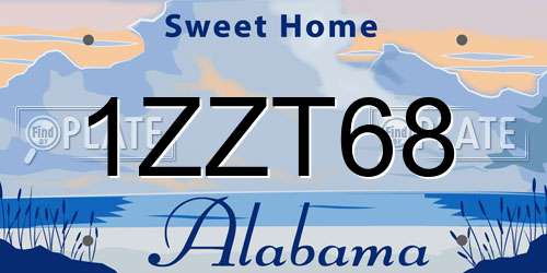 1ZZT68 Alabama License Plate
