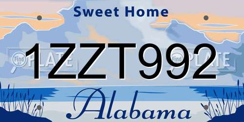 1ZZT992 Alabama License Plate