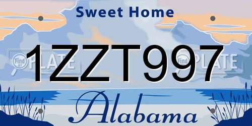 1ZZT997 Alabama License Plate
