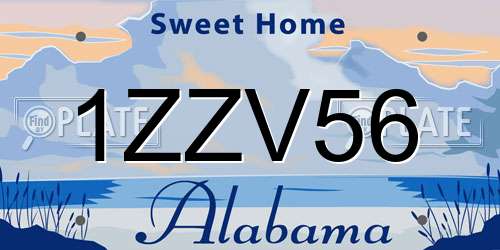 1ZZV56 Alabama License Plate