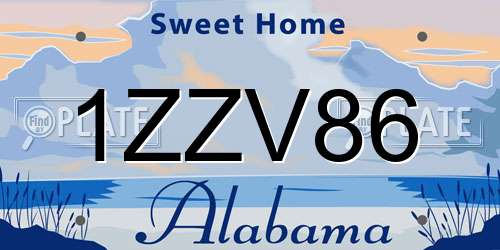 1ZZV86 Alabama License Plate