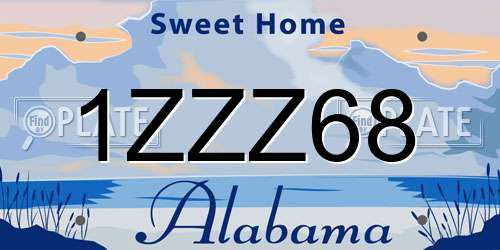 1ZZZ68 Alabama License Plate