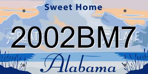 2002BM7 Alabama License Plate