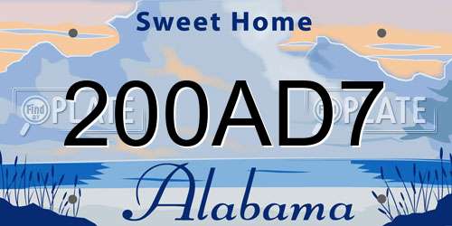 200AD7 Alabama License Plate