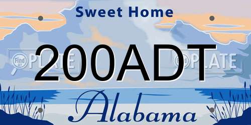 200ADT Alabama License Plate