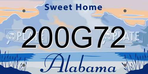 200G72 Alabama License Plate