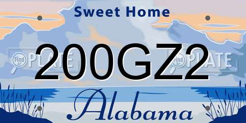 200GZ2 Alabama License Plate