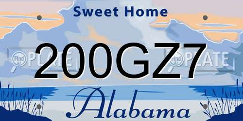 200GZ7 Alabama License Plate