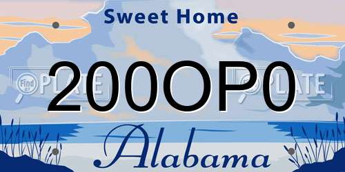 200OP0 Alabama License Plate