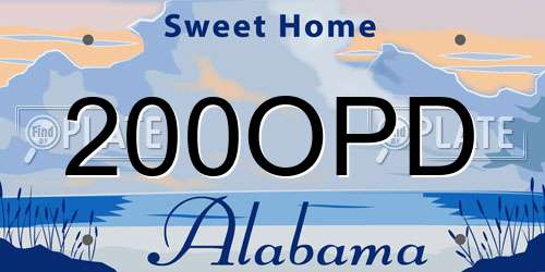 200OPD Alabama License Plate
