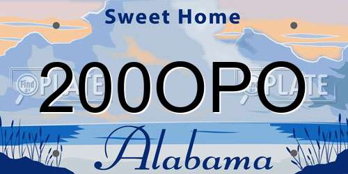 200OPO Alabama License Plate