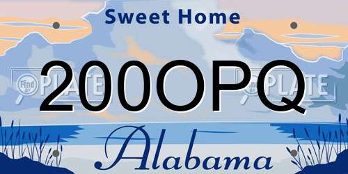 200OPQ Alabama License Plate