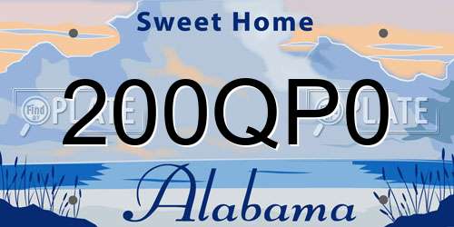 200QP0 Alabama License Plate