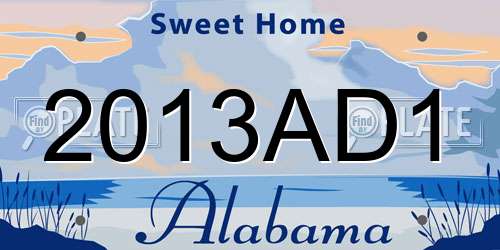 2013AD1 Alabama License Plate