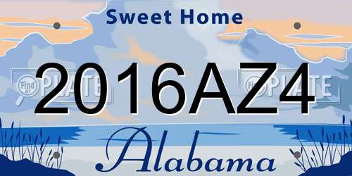 2016AZ4 Alabama License Plate