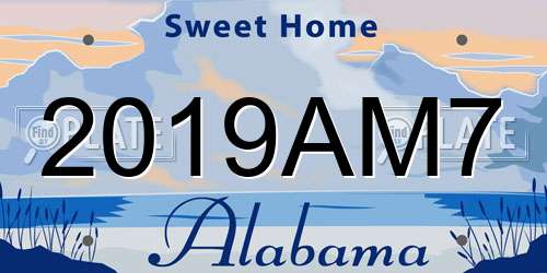 2019AM7 Alabama License Plate