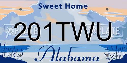 201TWU Alabama License Plate