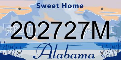 202727M Alabama License Plate